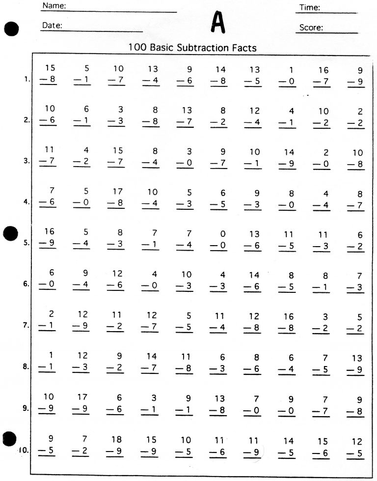 100 Math Facts Worksheet Multiplication Facts To 100 Including Zeros 