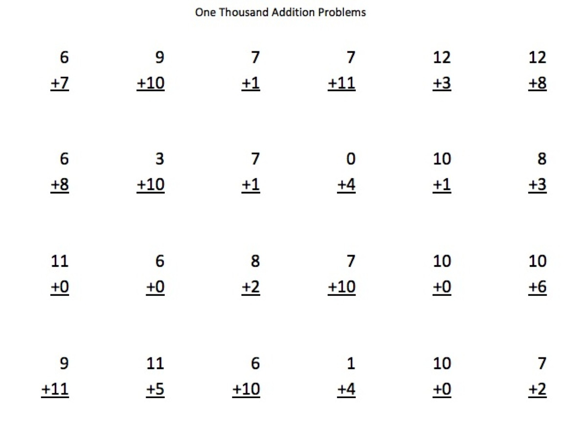 1000 Addition Subtraction Multiplication And Division Problems On A 