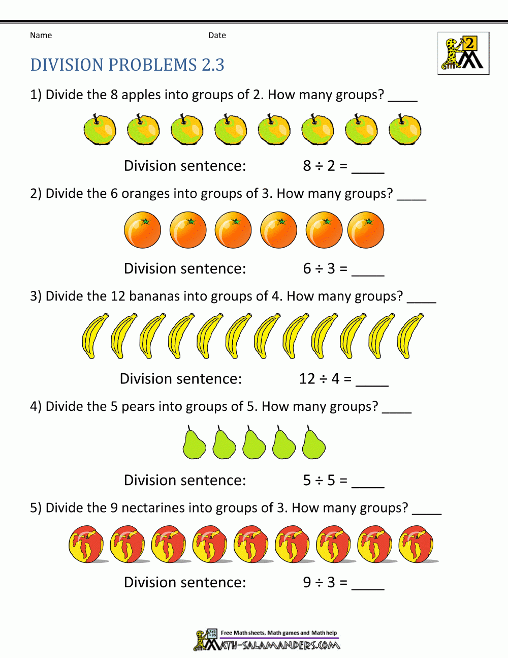 2nd Grade Division Worksheets