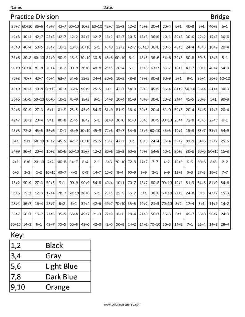 4G6 Division Bridge 4th Grade Math Coloring Squared