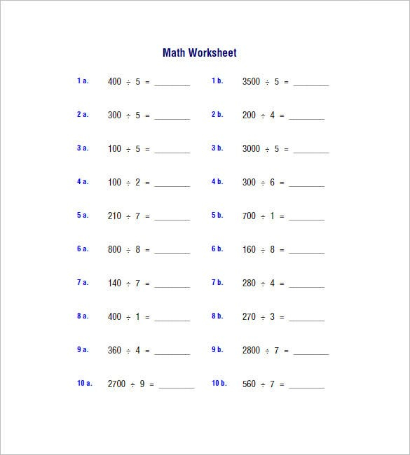 9 Multiplication And Division Worksheet Templates Samples PDF 