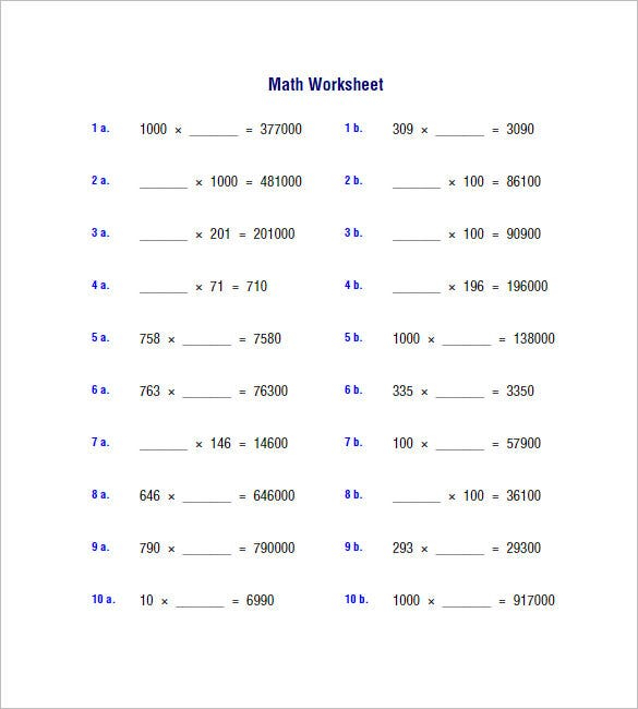 9 Multiplication And Division Worksheet Templates Samples PDF 