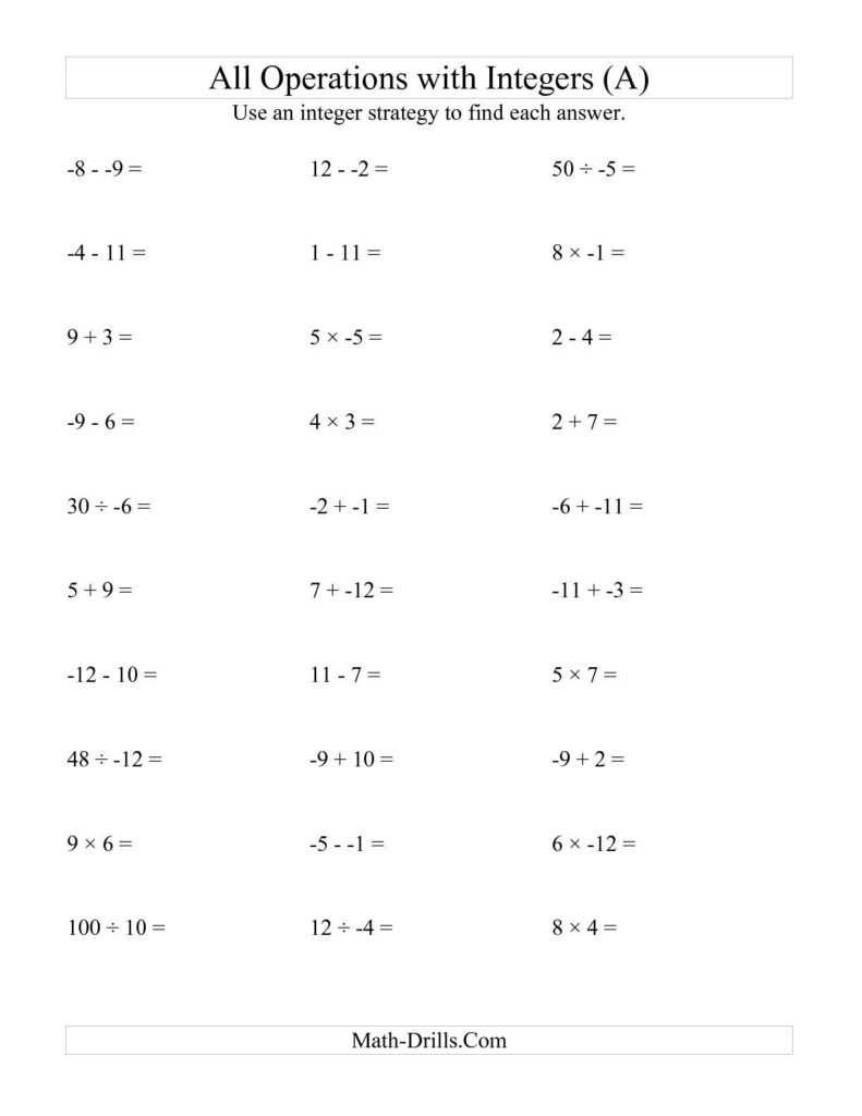 Adding Subtracting Multiplying And Dividing Decimals Printable 
