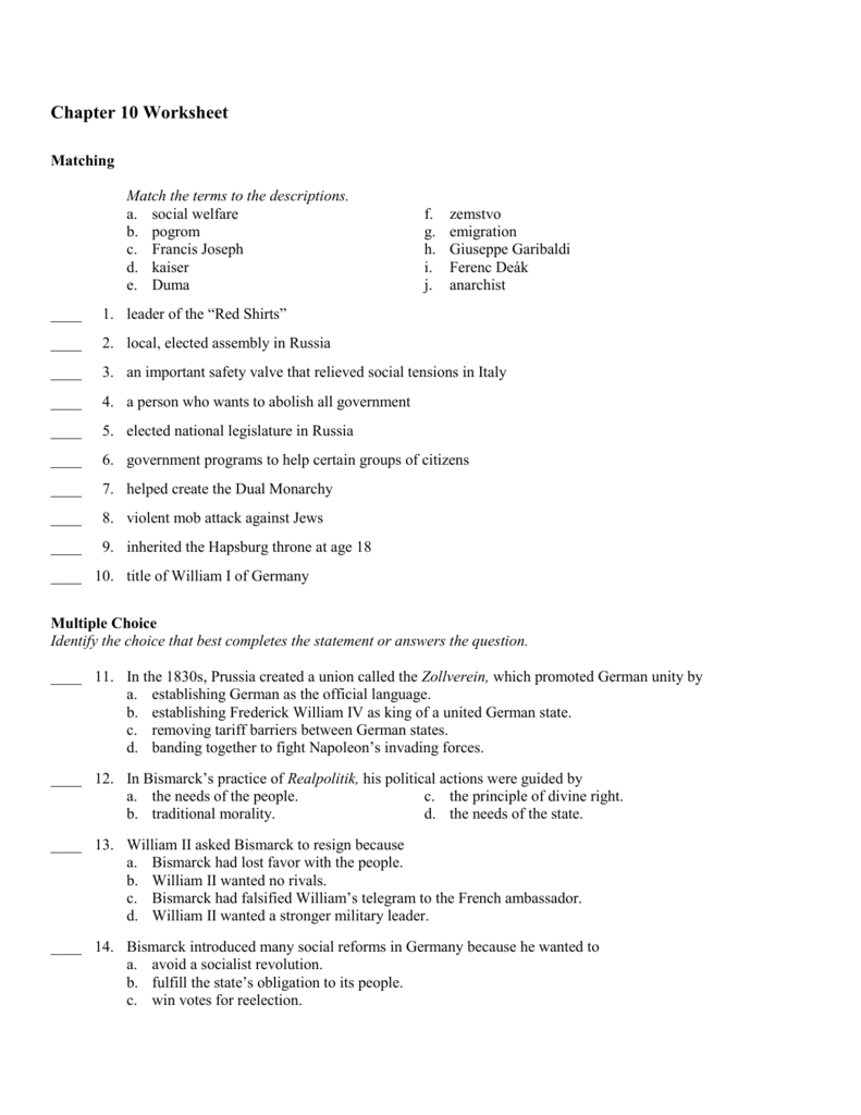 Bestseller Chapter 10 Worksheet