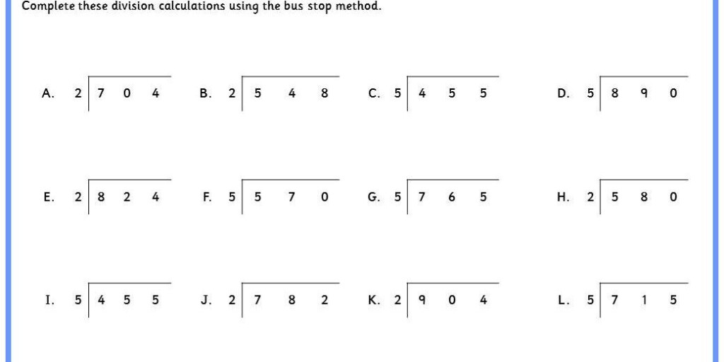 Bus Stop Method Division Classroom Secrets Multiplication 