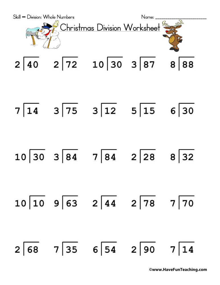 Christmas Division Worksheet Have Fun Teaching