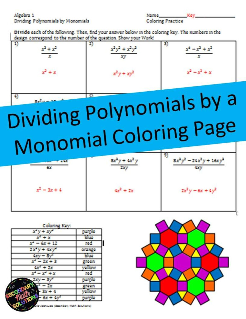 Dividing Polynomials By Binomials Worksheet With Answers Elizabeth 