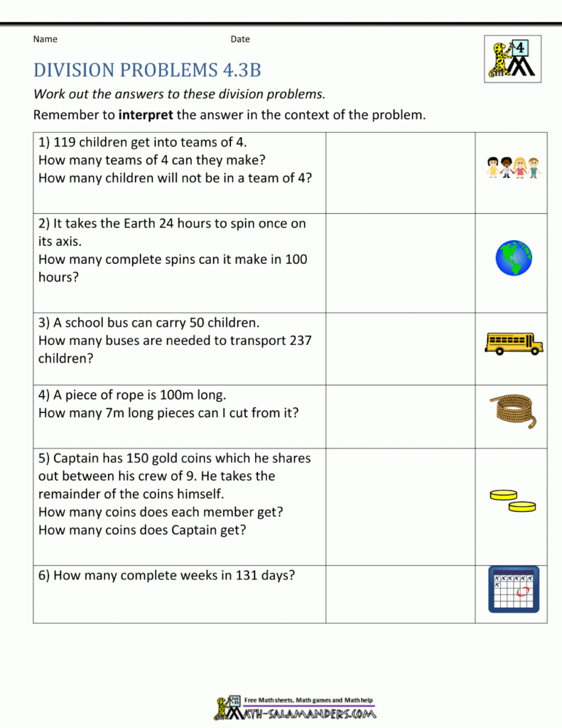 Division And Multiplication Word Problems Worksheets For Grade 4 