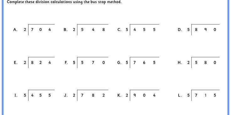 Division Bus Stop Method Worksheets Google Search Multiplication 