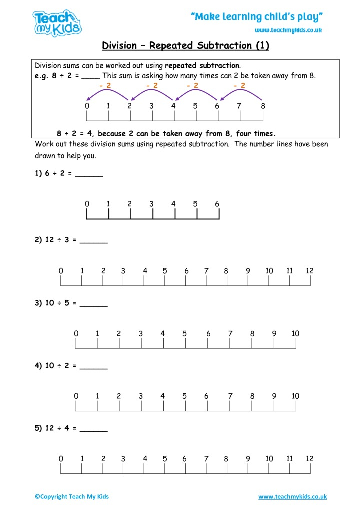 Division Repeated Subtraction 1 Extra TMK Education