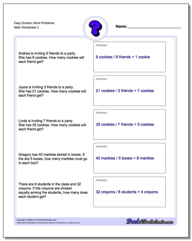 Division Word Problems For 3rd Grade Worksheets Step By Step Worksheet