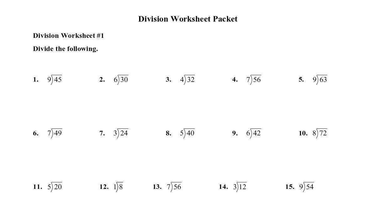 Division worksheet packet pdf DocHub