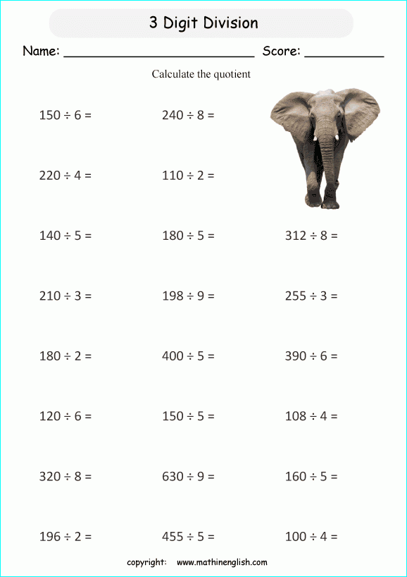 Division Worksheets 3rd Grade Math Easy Long Without Remainders Math 