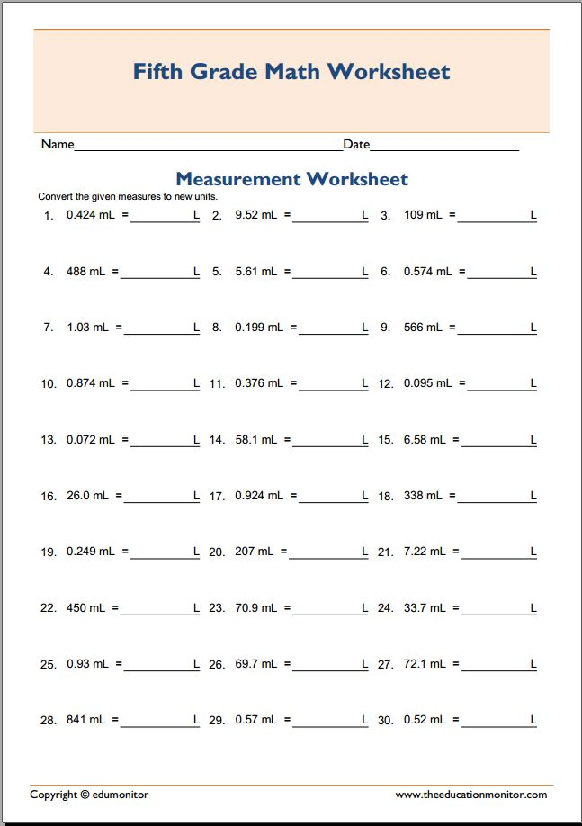 Dynamic Math Measurement Worksheet