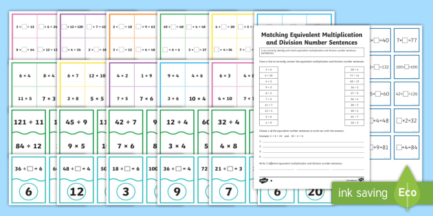 Equivalent Multiplication And Division Number Sentences Resource Pack