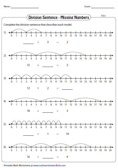 Fill In The Missing Numbers Using Number Line Number Line Division 