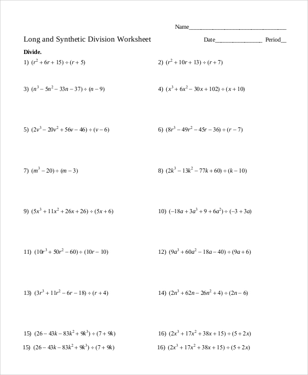 FREE 8 Sample Multiplication And Division Worksheet Templates In PDF 