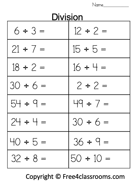 Free Division Worksheet 2 Digit By 1 Digit No Remainder 