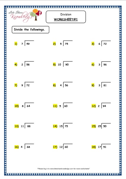 Free Division Worksheets