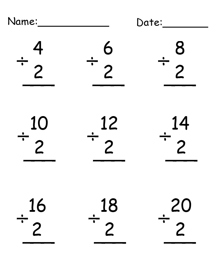 Free Printable Division Worksheets