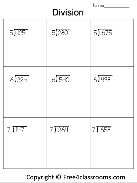 Grade 4 Long Division Worksheet 3 By 1 Digit Numbers No Remainder K5 