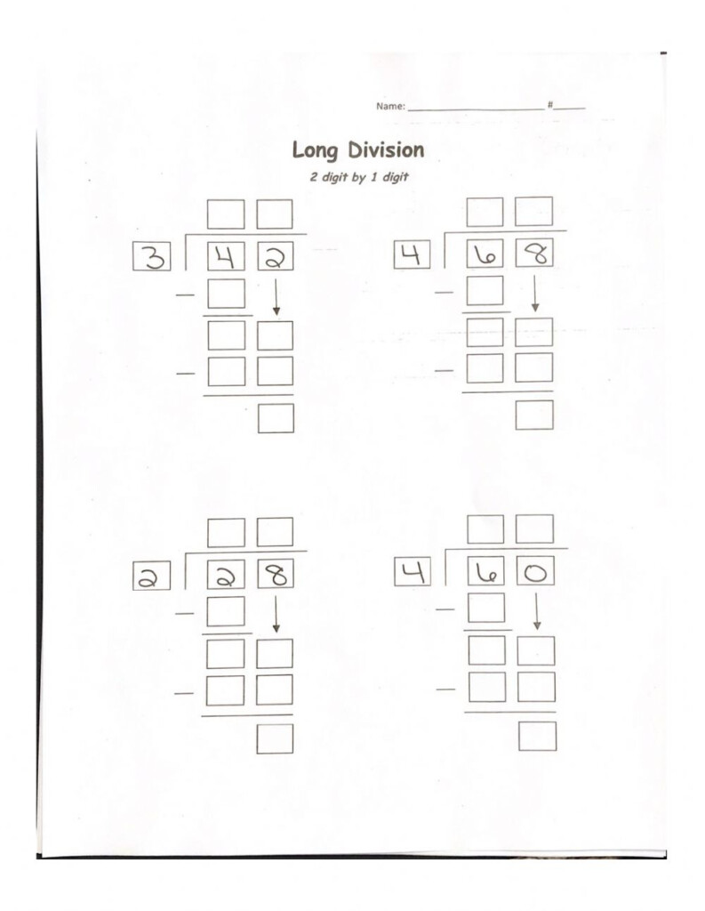 Long Division 2 Digit By 1 Digit No Remainder Worksheet