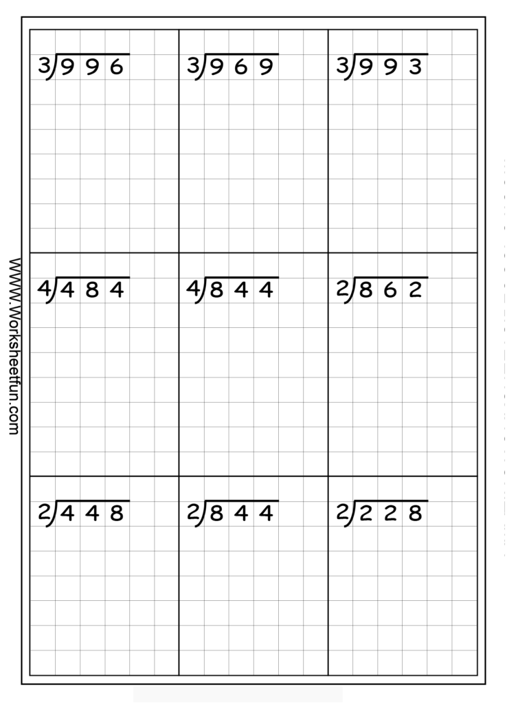 Long Division 3 Digits By 1 Digit Without Remainders 20 