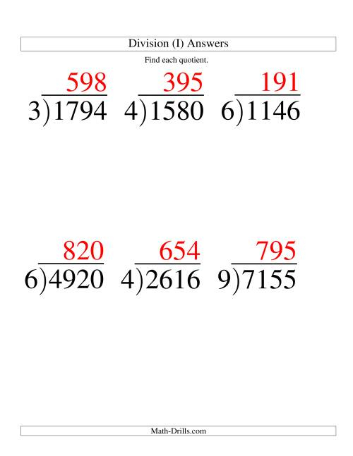 Long Division With Single Digit Divisors Interactive Worksheet