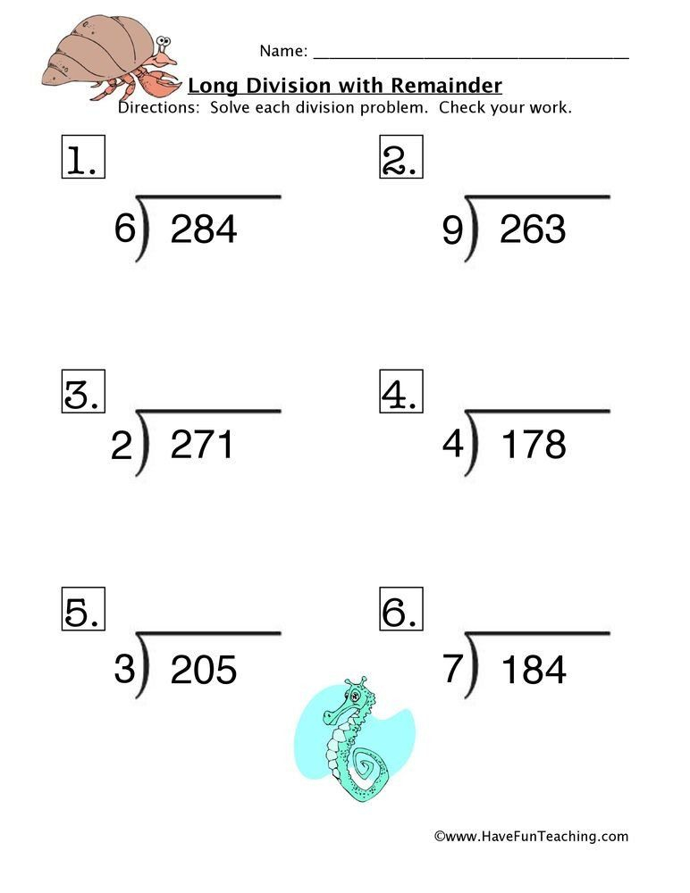 Long Division Worksheets With Remainders 4th Grade Thekidsworksheet