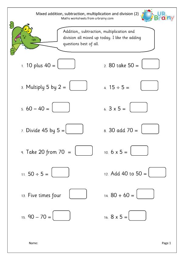 Mixed Addition Subtraction Multiplication And Division 2 Four 