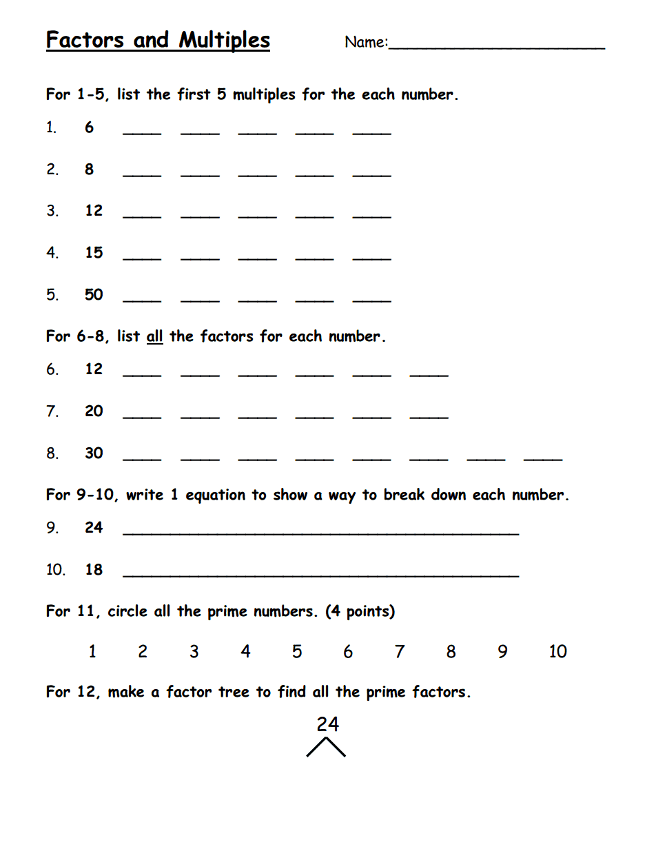 Multiples And Factors Worksheet For Class 4 Thekidsworksheet