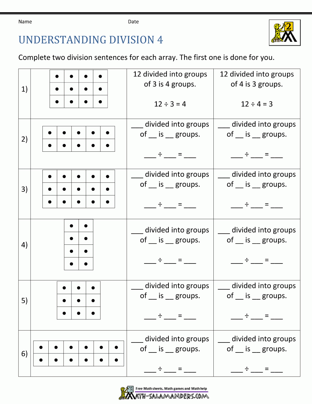 Multiplication And Division Arrays Worksheets Step By Step Worksheet