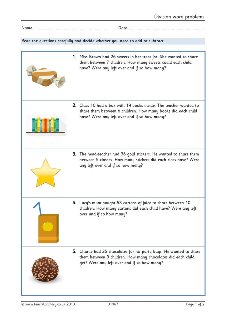 Multiplication And Division Word Problems Year 5