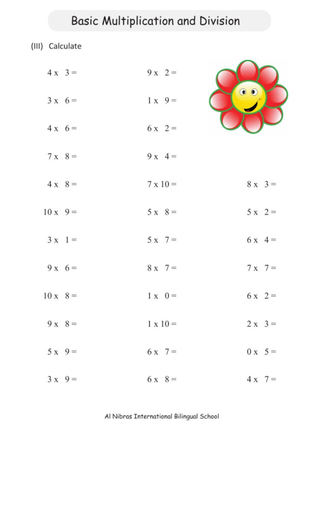 Multiplication Division Facts Review Worksheet