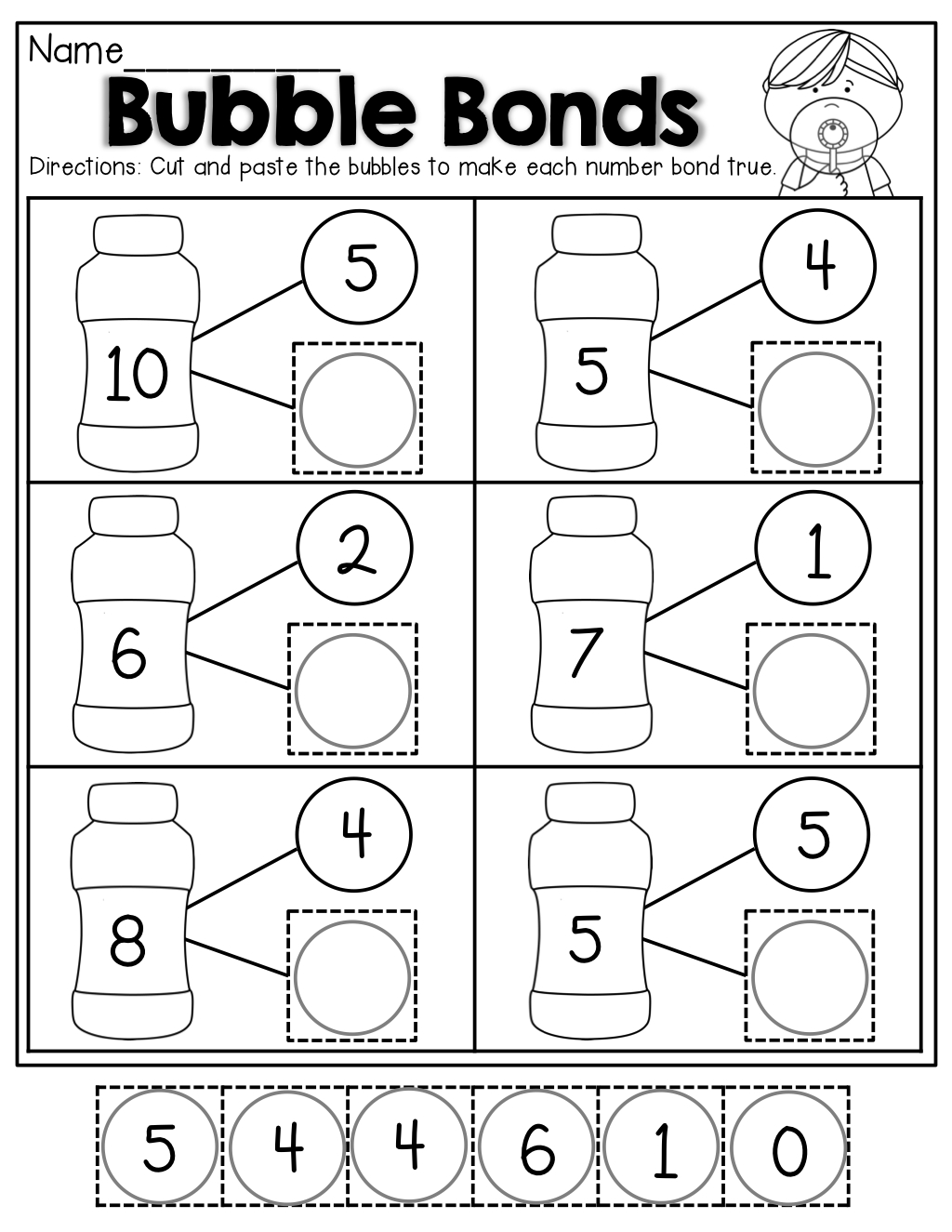 Number Bonds To 10 Worksheets Free Printable Number Bond Template 