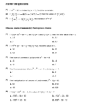 Polynomial Division Questions Class 9 Universal Worksheet