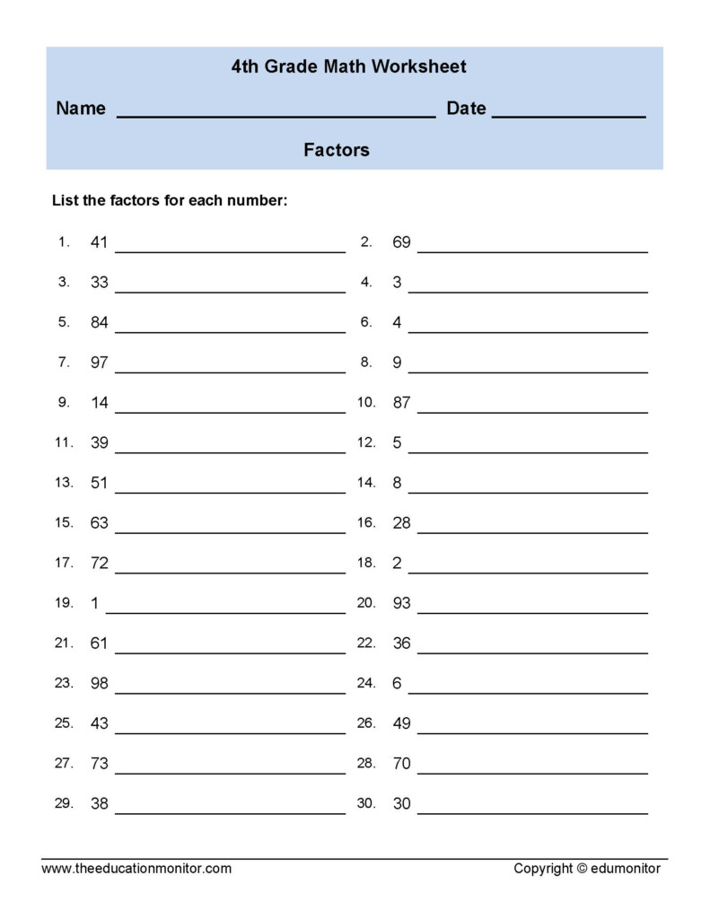 Printable Factors And Multiples Worksheets EduMonitor