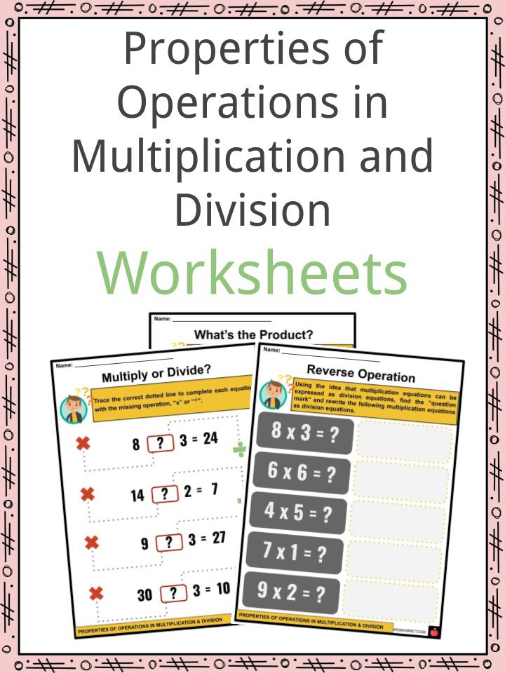 Properties Of Operations In Multiplication And Division Facts Worksheets