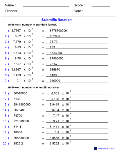 Scientific Notation Worksheet With Answers Worksheet List