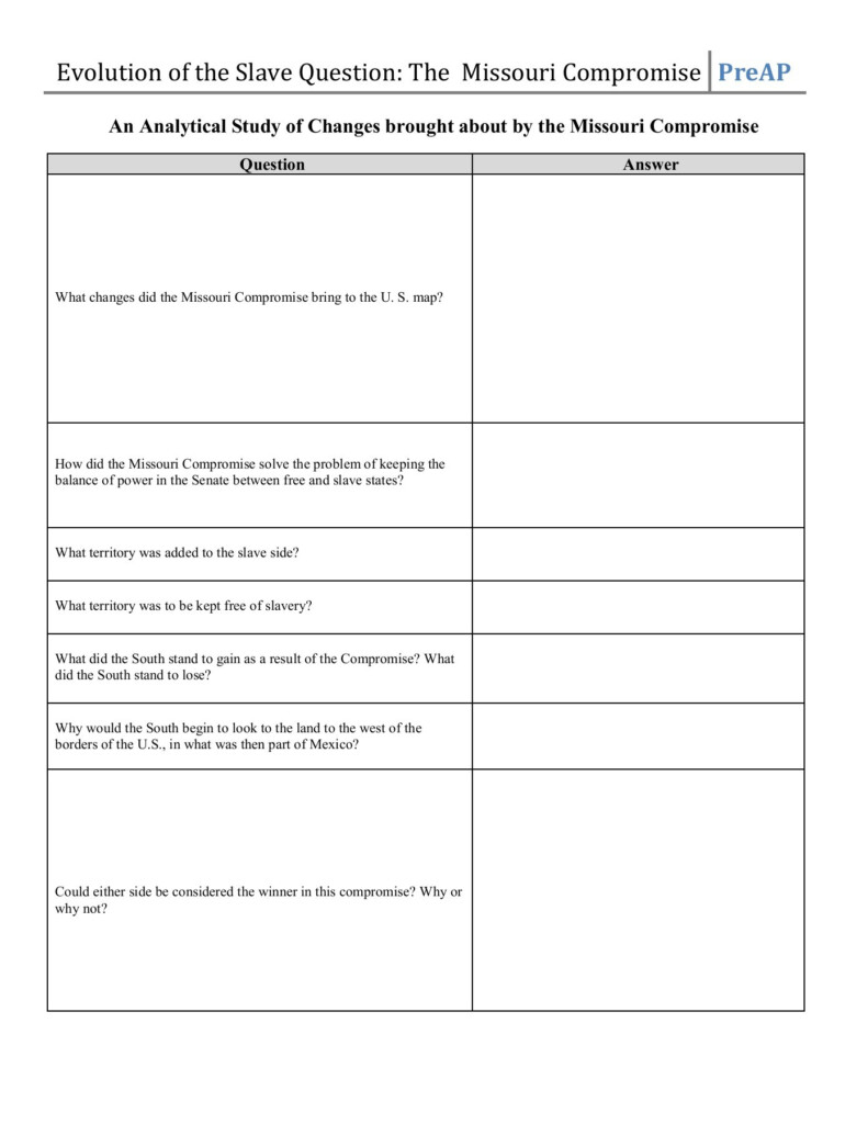 The Divisive Politics Of Slavery Worksheet Answers Promotiontablecovers