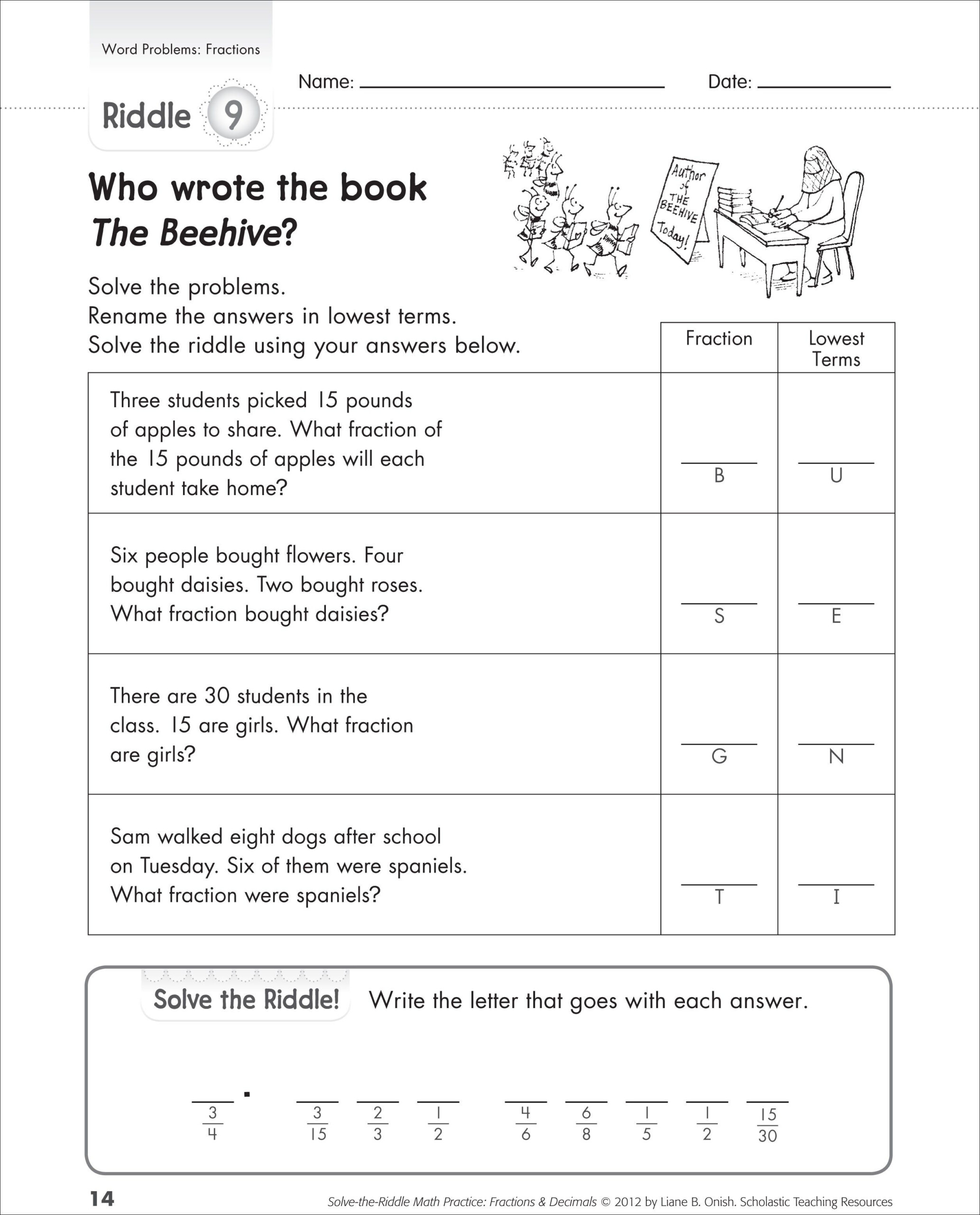 Word Problems Free Printable Fraction Word Problem Worksheets Lexia