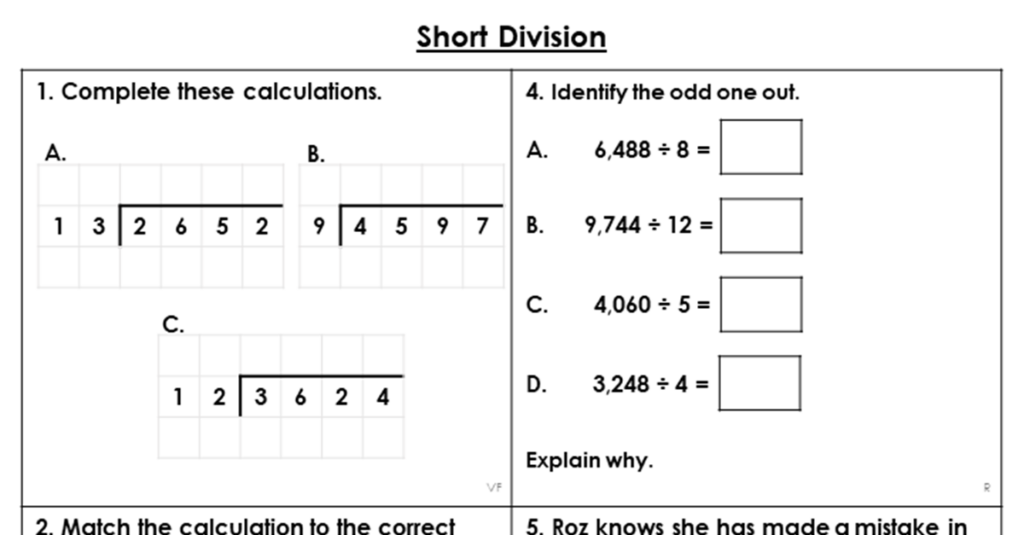 Year 6 Short Division Lesson Classroom Secrets Classroom Secrets