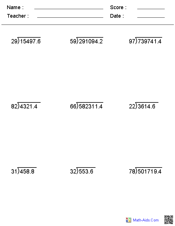 10 Dividing Decimals 5th Grade Math Worksheets Worksheeto