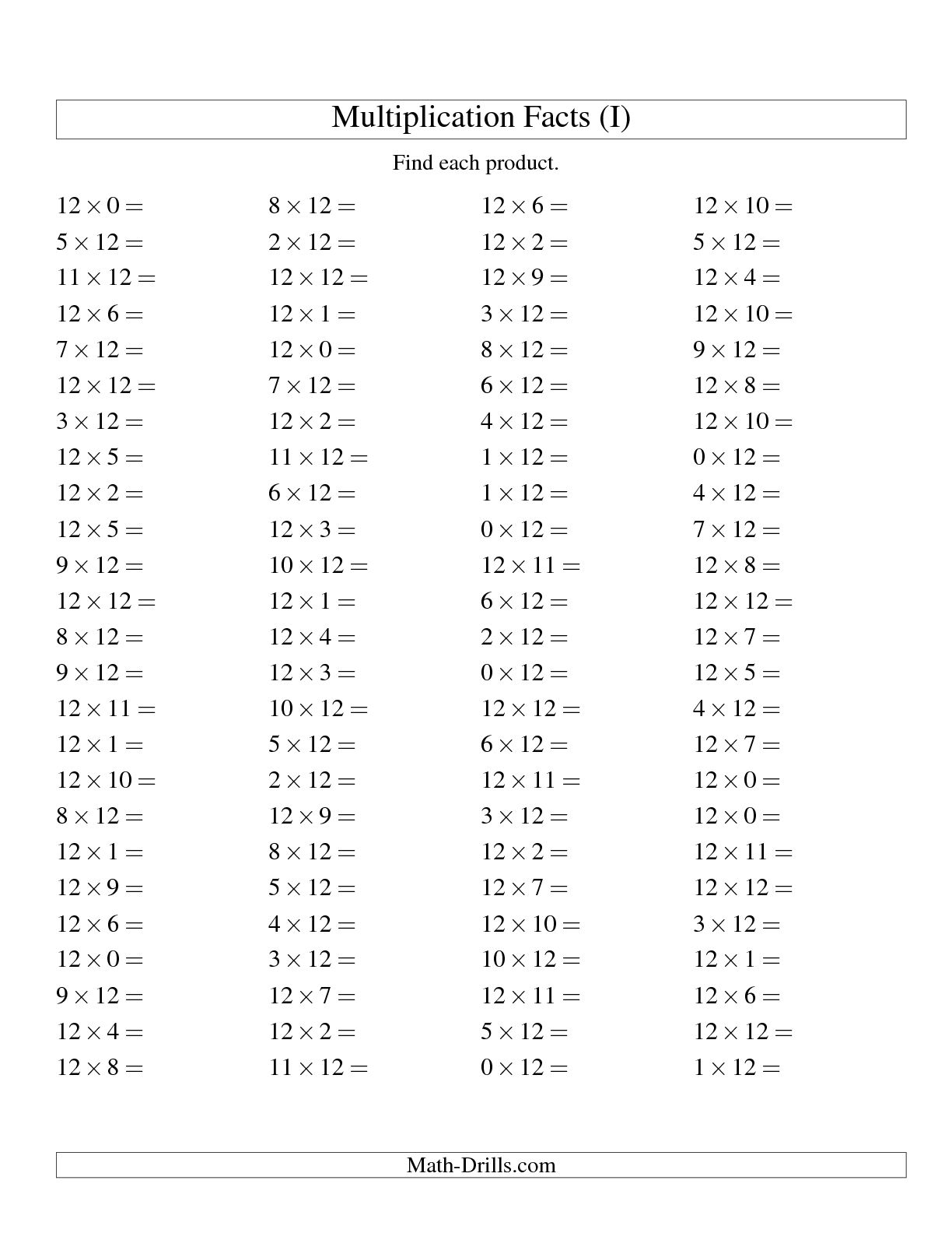 20 Timed Division Worksheets 0 12 Worksheeto