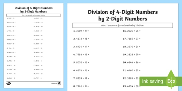 4 Digit By 2 Digit Long Division With Remainders And Steps Shown On 