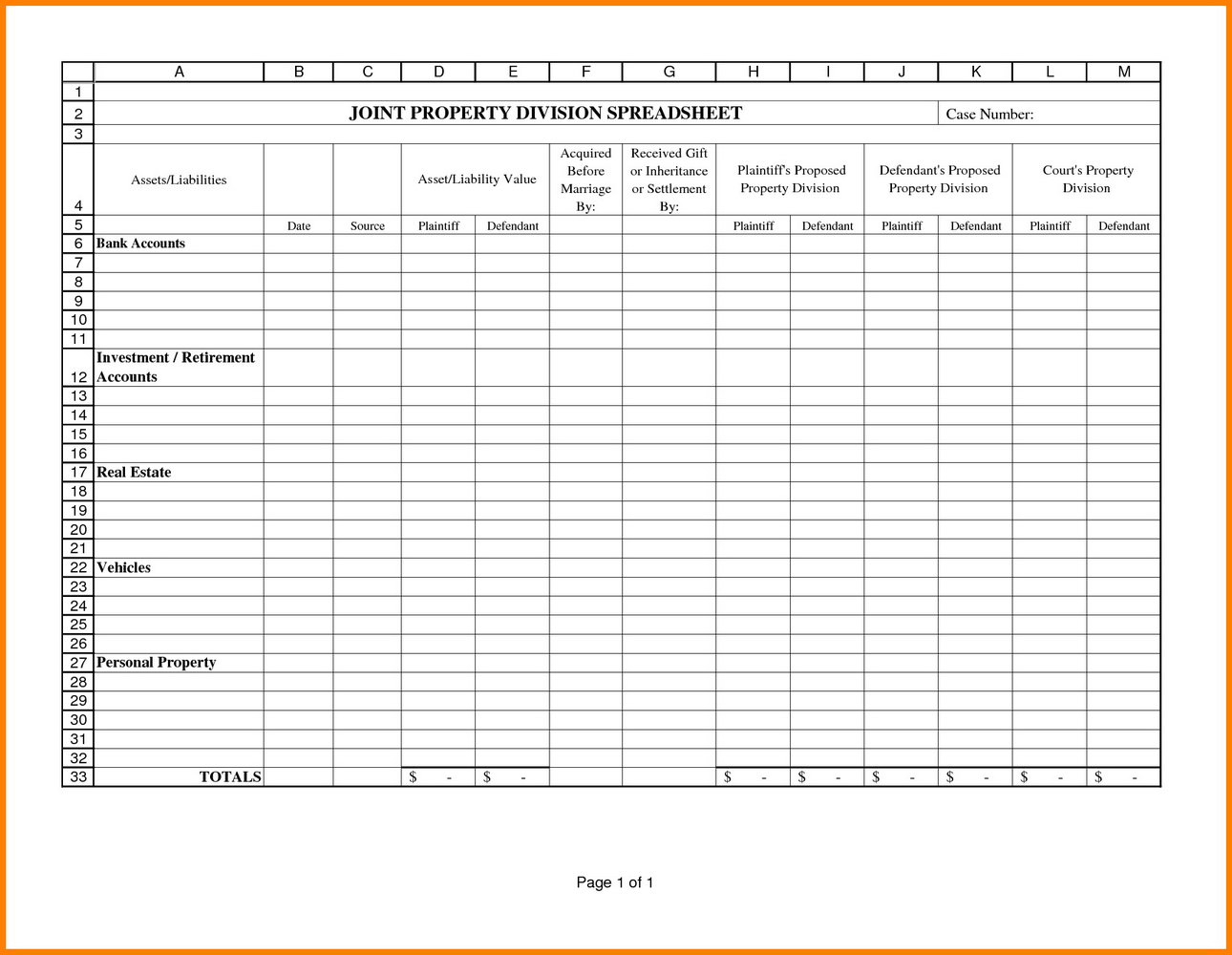 43 Divorce Division Of Assets Worksheet Worksheet Database