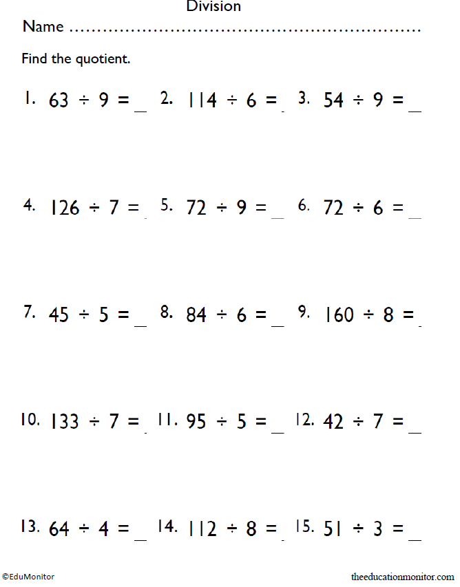 4th Grade Division Math Worksheets EduMonitor