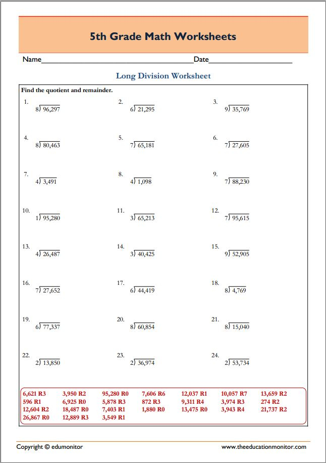 5Th Grade Division Worksheet Explore Worksheet