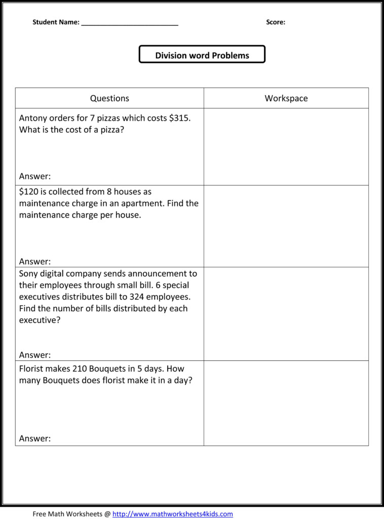 5th Grade Multiplication And Division Word Problems EduForKid
