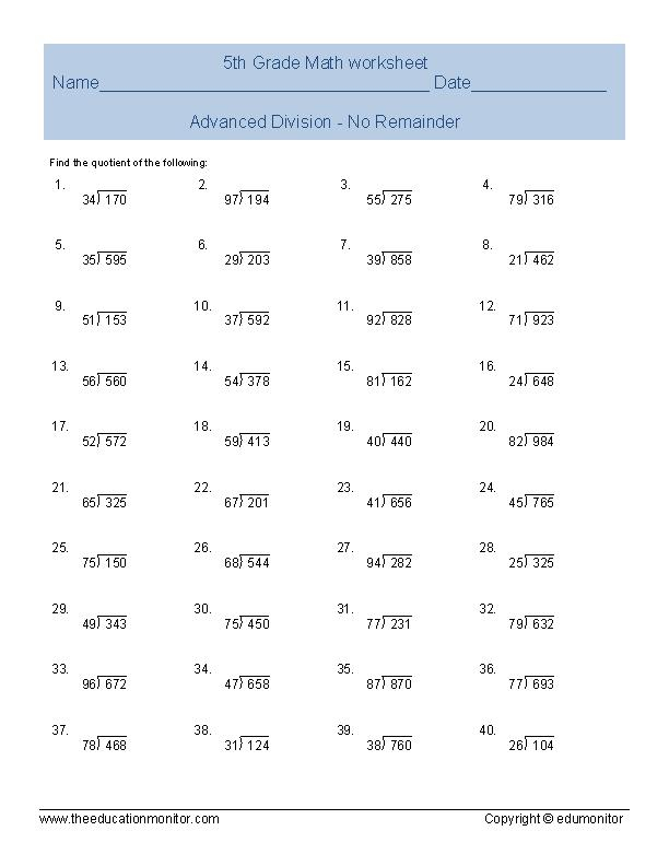 Advanced Division Math EduMonitor